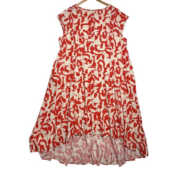 Universal Standard Orange Cream Geo Print Hi Low Skirt sz L (22-24) - Picture 4 of 10